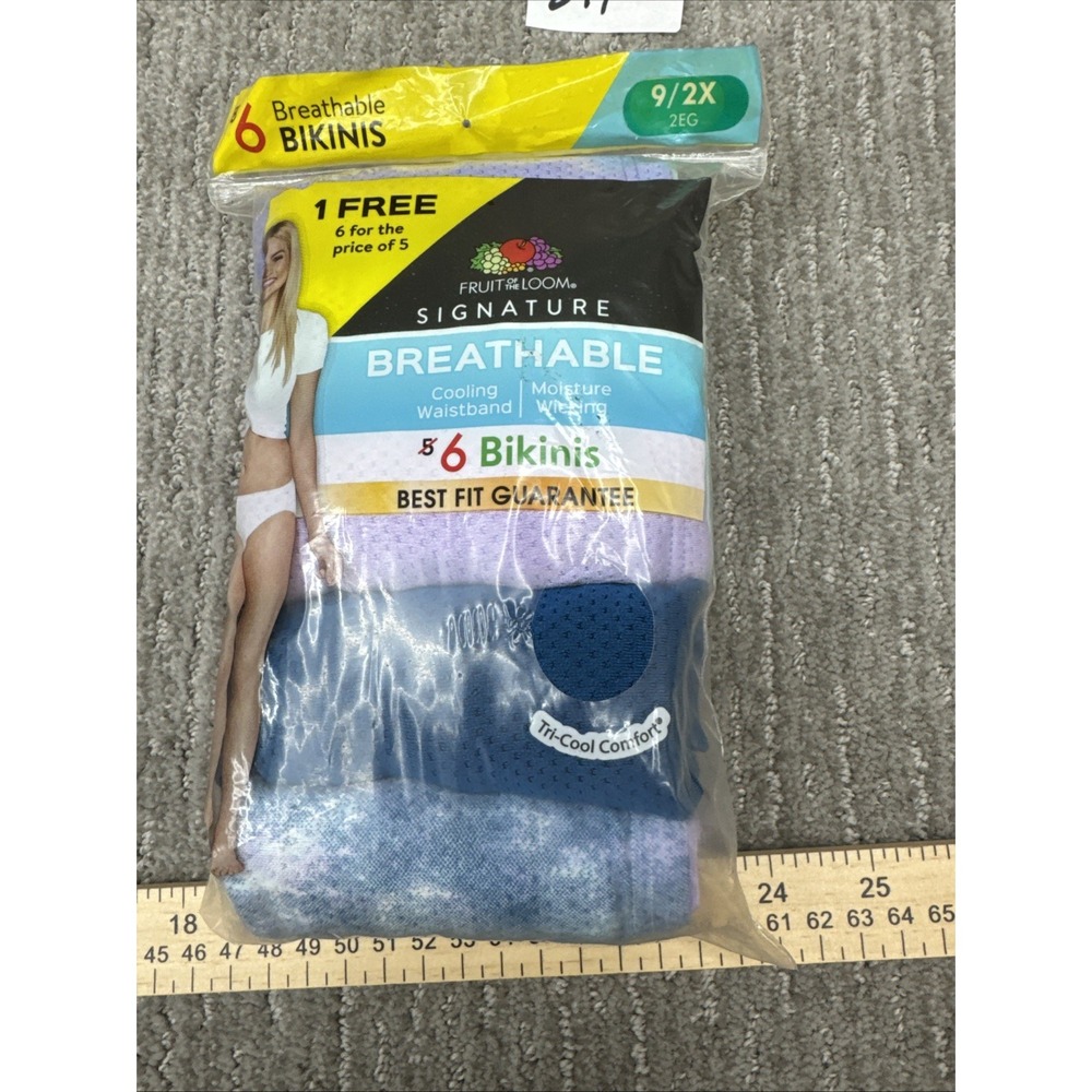 Six Pairs Of Fruit Of The Loom Breathable Bikinis 9/2X # 294 - Picture 9 of 16